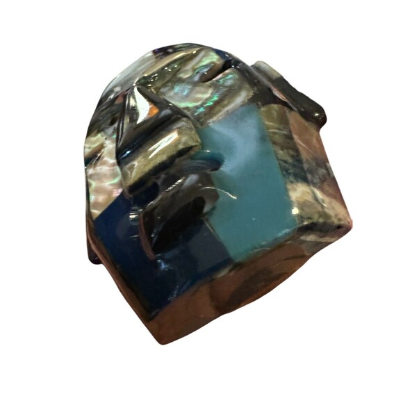 Tribal Mask Fused Glass Face Figure Cancun Art Figurine Mexico Souvenir Handmade - Picture 9 of 14
